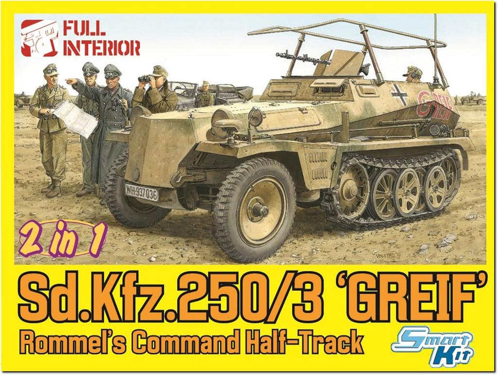 PLATZ Dragon Germany Greif In Rommel Staff 4 Included Luxury Specification Plastic Model DR6911SP 1/35 WW.II Sd.Kfz.250/3 (2 1) & Figures/magic