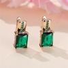 Dainty Female Green Square Zircon Stone Hoop Earrings Gold Color Fashion Girlfriend Gifts Wedding  For Women