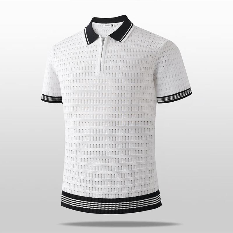 Camiseta Polo de Punto de Seda Helada de Manga Corta para Hombre Top Camiseta Camisa Polo Camisa Polo Camiseta Camisa Top