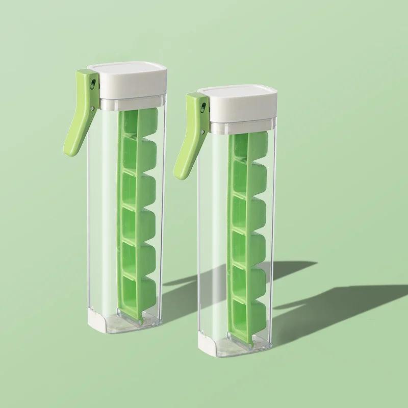 6 Grid Single Handed Press Mold Summer Whiskey Cocktail Drink Ice Making Storage Box Easy Demould