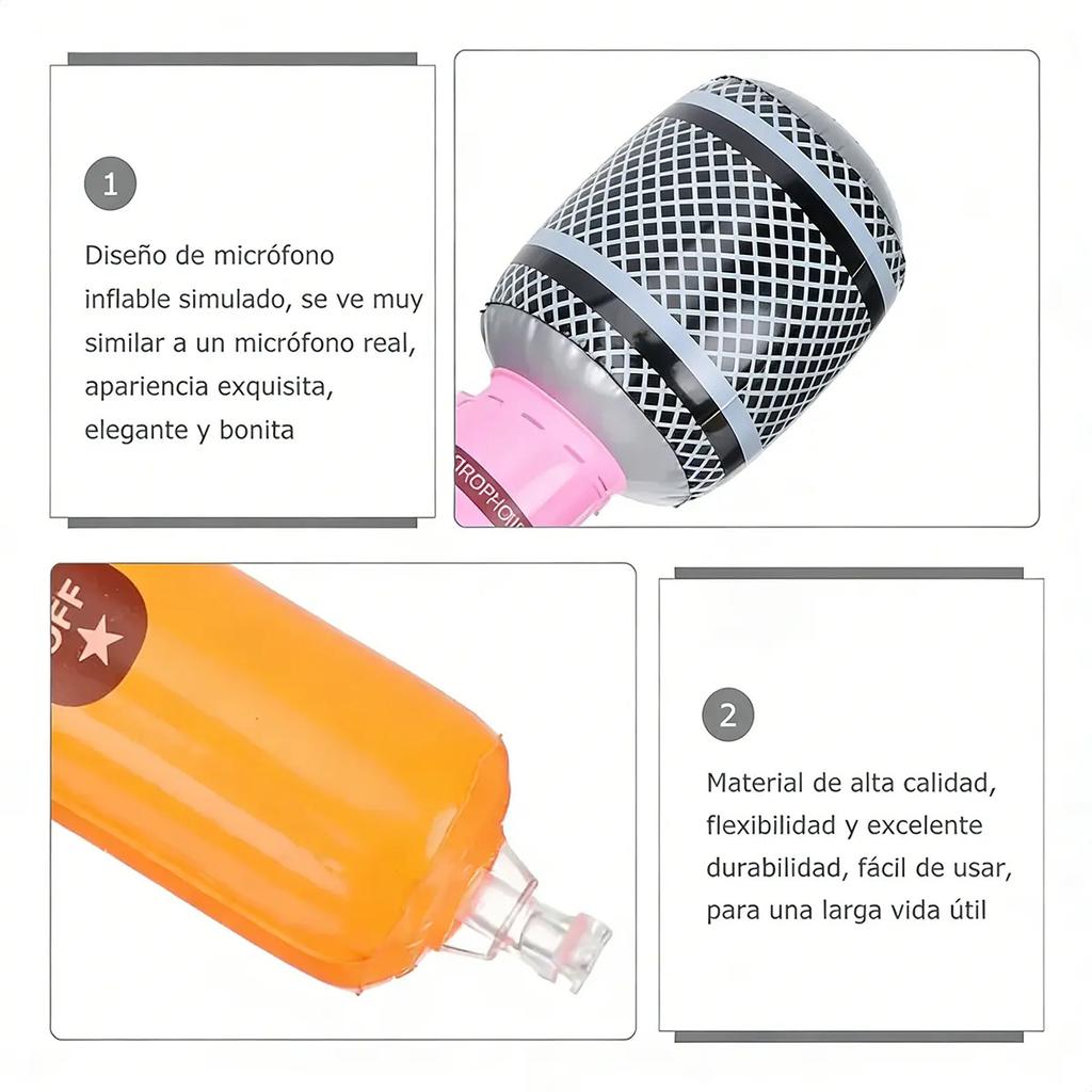 Multicolor Inflatable Microphones Pack 20 Units 25cm Party