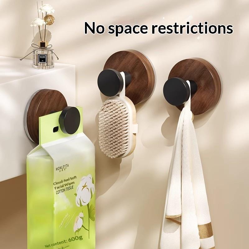 Wood Suction Cup Hooks Walnut Keys Decor Hook Door Back Clothes Towel Hanger Cabinet Drawers Handle Wall-Mounted Storage Rack
