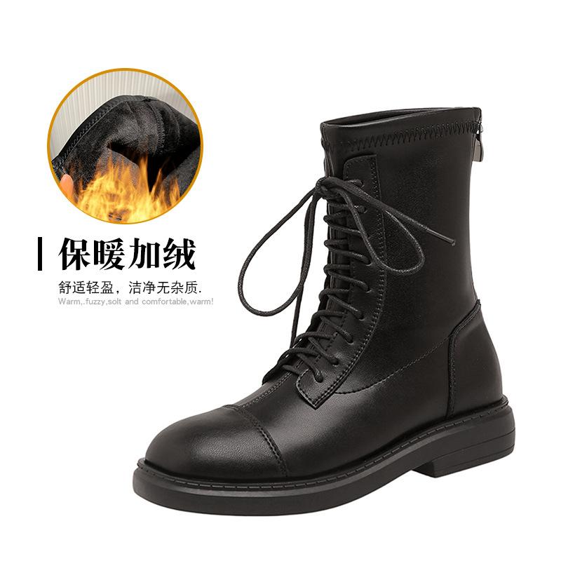 

Короткие ботинки осенне-зимняя юбка бархатные эластичные ботинки женская мода ботинки Мартин 2025 новые средней высоты женские ботинки 34