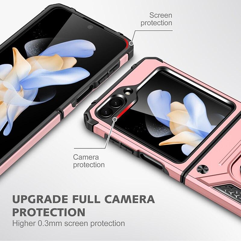 Fashion Protable Ring Ring Bag Case for Samsung Galaxy Z Flip5 Flip 5 Zflip5 5G Strong Armor Cover Capa