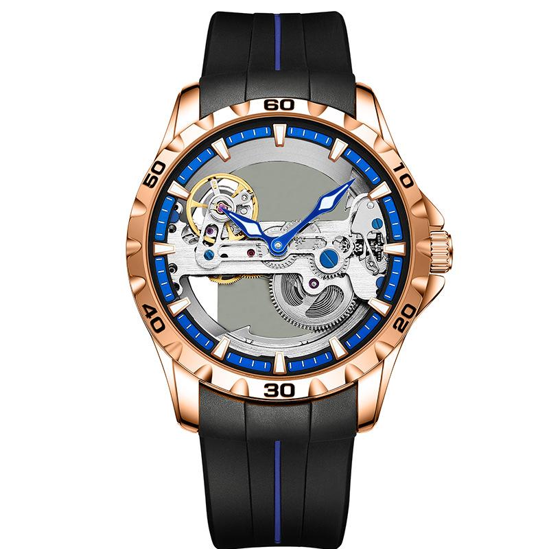AILANG New Watch Automatic Mechanical Watch Hollow Men's Watch Silicone Tape Watch