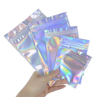 20 Stück schillernde Zip-Lock-Beutel, Kosmetik-Kunststoff-Laser-Hologramm-Make-up-Aufbewahrungsbeutel, Hologramm-Reißverschlussbeutel, Geschenkverpackung