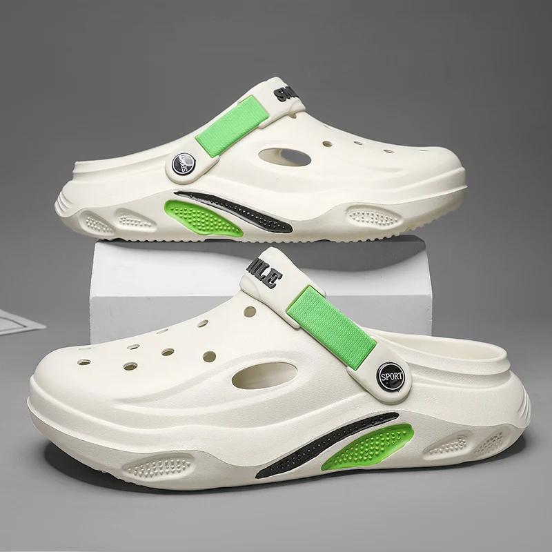 

2025 летние мужские тапочки легкие EVA мужские повседневные туфли Hole Shoes Outdoor Garden Clogs мужские пляжные плоские шлепанцы 45 белый