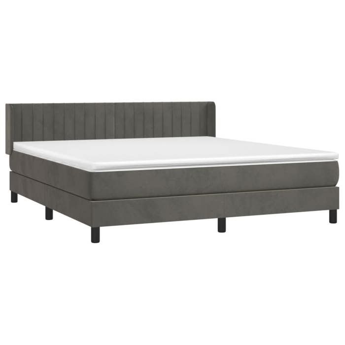 3131088 vidaXL Divan Bed and Mattress Dark Grey 160x200cm Velvet