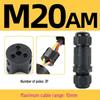 IP68 Waterproof Nylon Cable Connector with Terminal Blocks, 2-4 Core, PG9, Outdoor