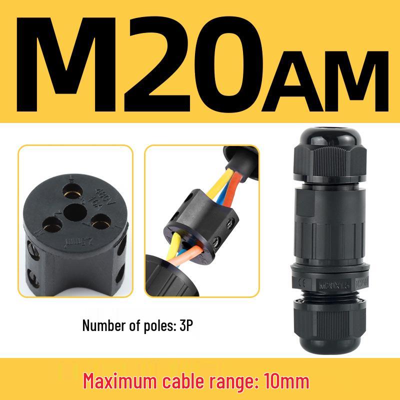 IP68 Waterproof Nylon Cable Connector with Terminal Blocks, 2-4 Core, PG9, Outdoor
