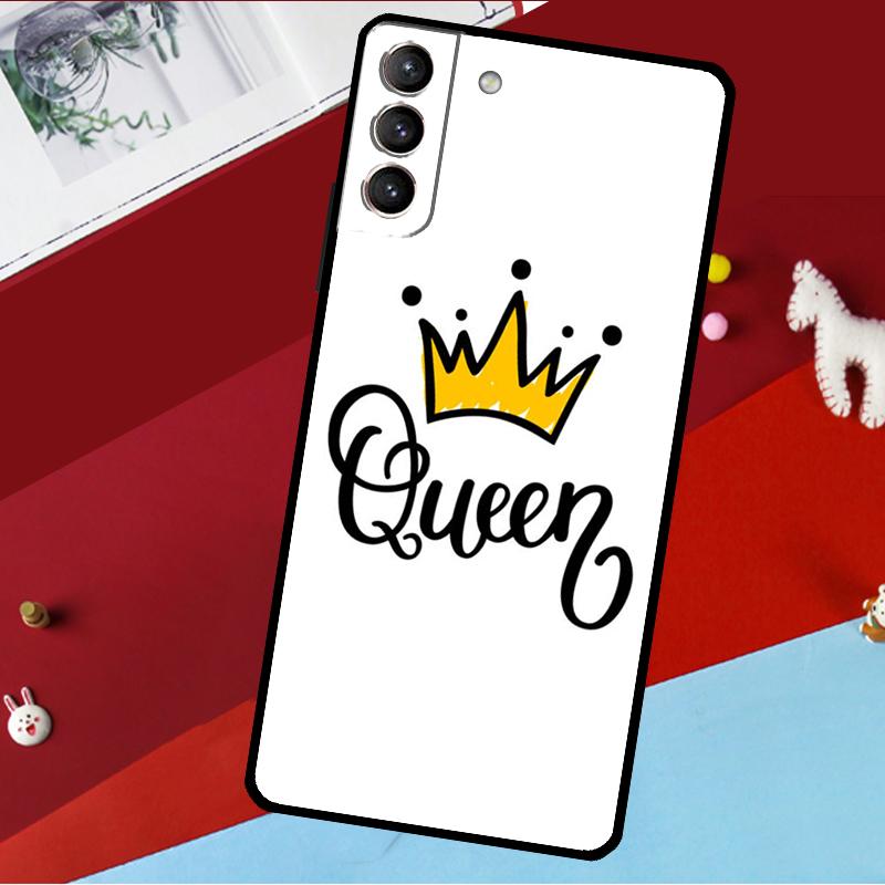 Cute King Queen Crown Funda For Samsung Galaxy S26 S25 S24 S21 S22 S23 Ultra S10 Plus S20 FE S25 FE Phone Case