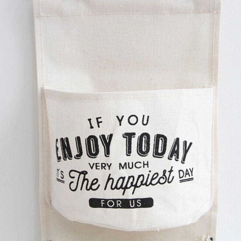 3 Pockets Hanging Storage Bag Wall Mounted Wardrobe Sundries Hanging Bag Cotton Linen Bathroom Toiletry Home Decor Hanging Bag