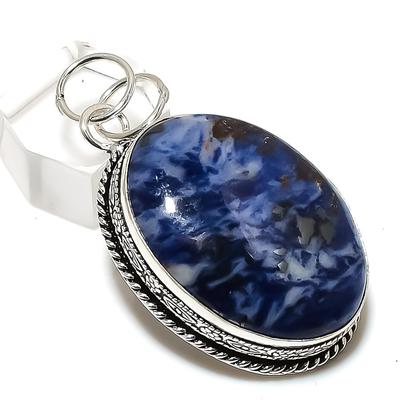 Natural Sodalite Gemstone 925 Sterling Silver Jewelry Pendant 2.13" f6J82