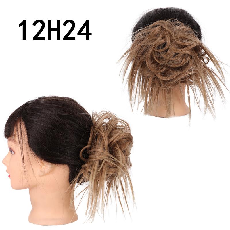 Synthetic Hair Chignons Messy Scrunchies Elastic Band Hair Bun Straight Updo Hairpiece Hair Extension for Women