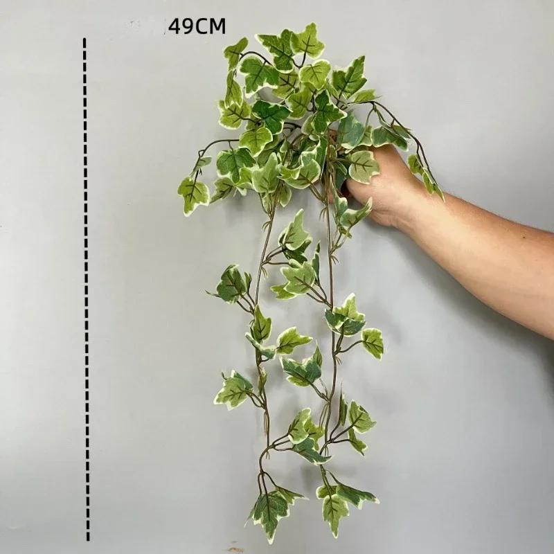 Artificial White Mesh Leaves Green Plants Floral Vines Home Balcony Decoration Simulation Mini Ground Melon Leaf Plant Vine