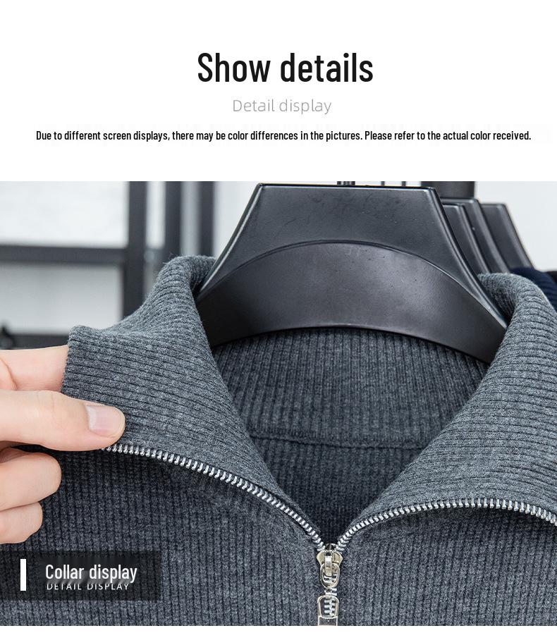 2025 Autumn/Winter Men's Thick Wool Knit Cardigan Business Casual Jacket for Middle-Aged Dads