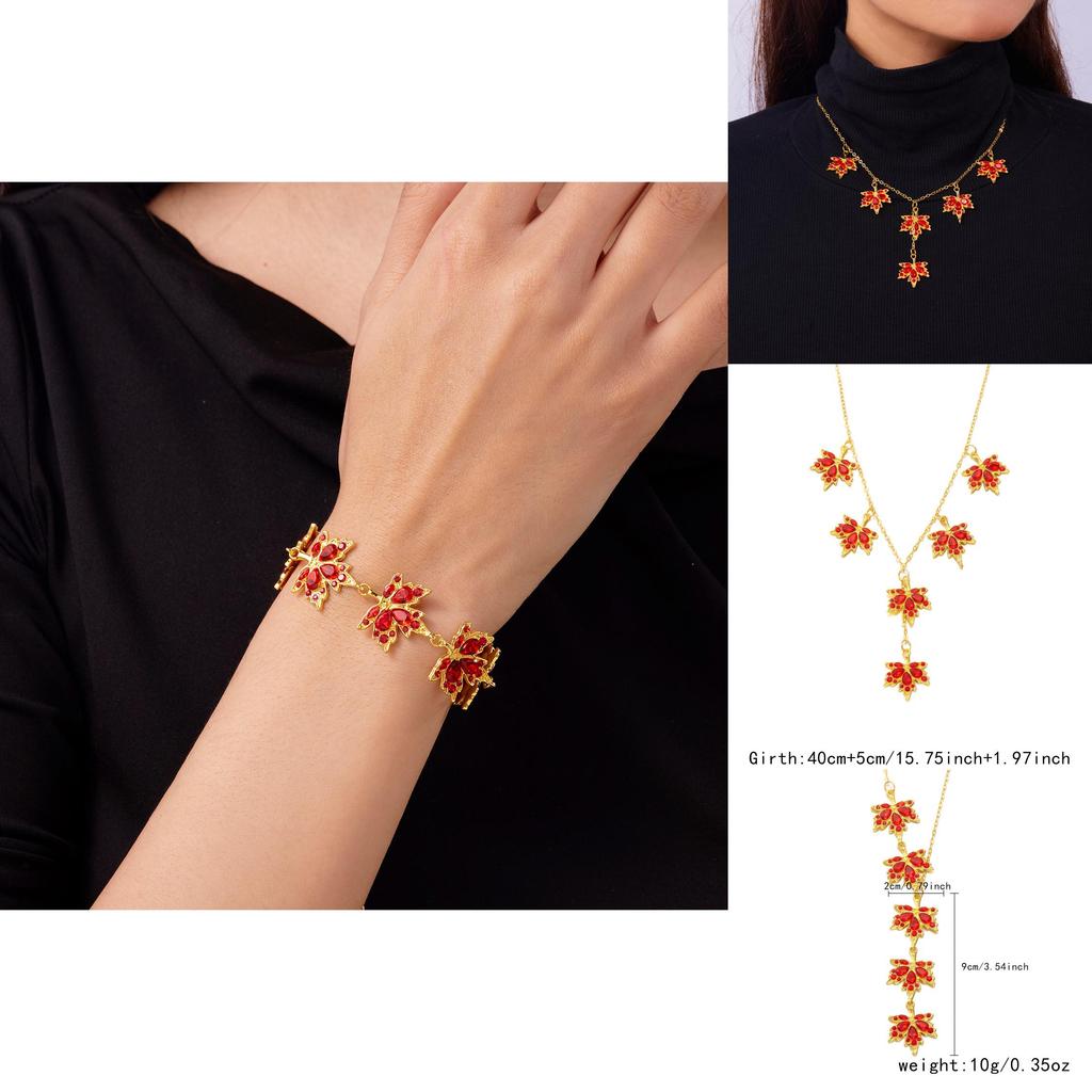 Herbst Ahornblatt Halskette Rot Für Damen Herren Mit Legierungsanhänger Und O-Gliederkette