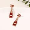 Exquisite wine bottle, red trend, fashion temperament, versatile, light luxury earrings, earrings, women