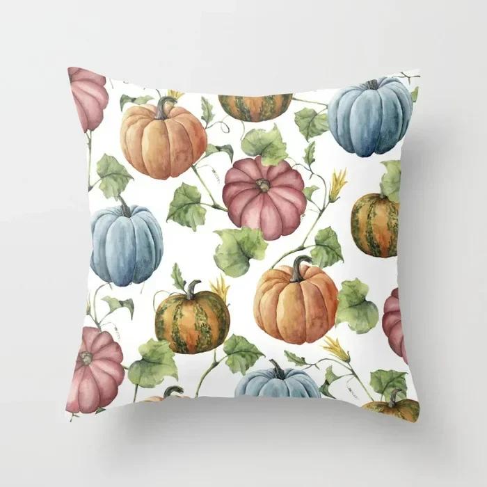 Pumpkins Cushion Cover Happy Halloween Pillow Covers Cartoon Home Decor Soft Peach Skin for Sofa Bed Decorative Cases 45x45cm