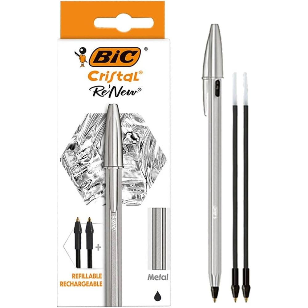 Bic Japan Bic (Bic) Ballpoint Pen Crystal Re New 1.0 Oily Black + Box with 2 Refills CRBLK-3P