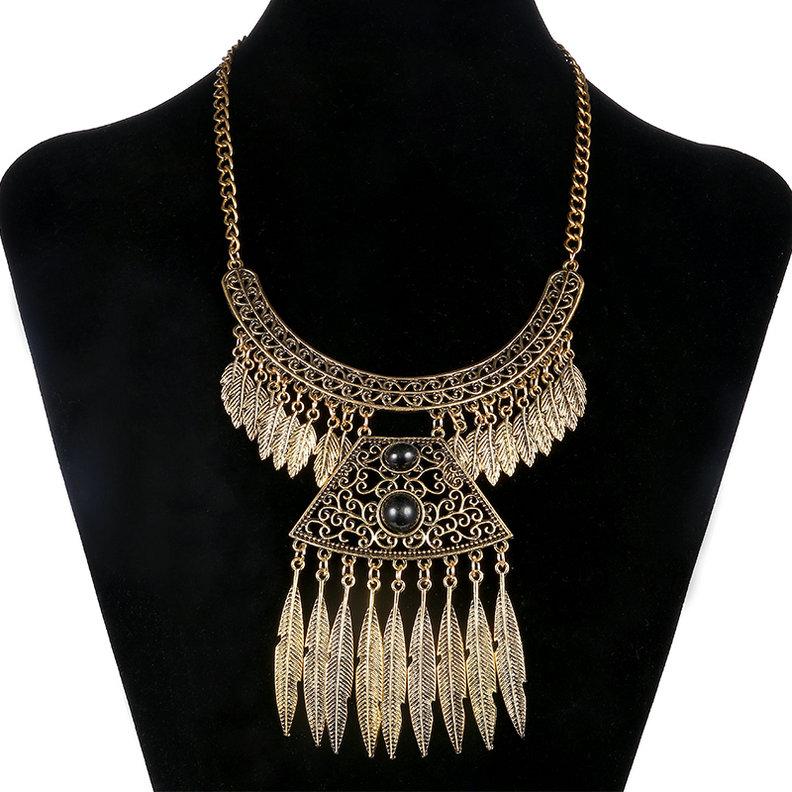 LOVBEAFAS Fashion Bohemian Maxi Collier Femme Necklace Choker Collares Statement Necklace Leaves Tassel Necklaces & Pendants золотой