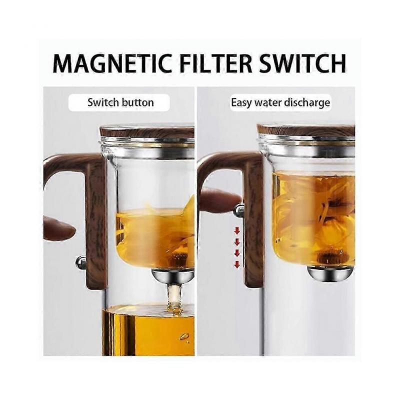 Teekanne mit Sieb und magnetischer Filtration - Hitzebeständige Teekanne Magnetischer Aufgussbecher Teegeschirr