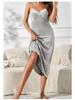 Elegant Milk Silk Lace Nightdress & Bathrobe Set - Sexy Two-Piece Pajamas