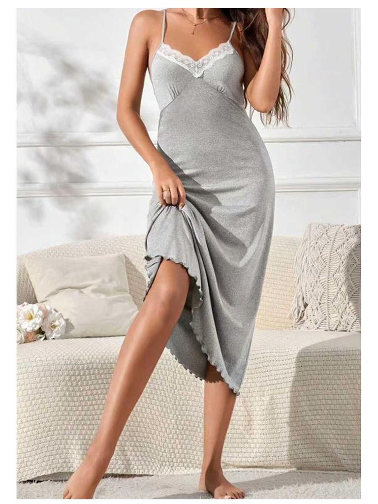 Elegant Milk Silk Lace Nightdress & Bathrobe Set - Sexy Two-Piece Pajamas