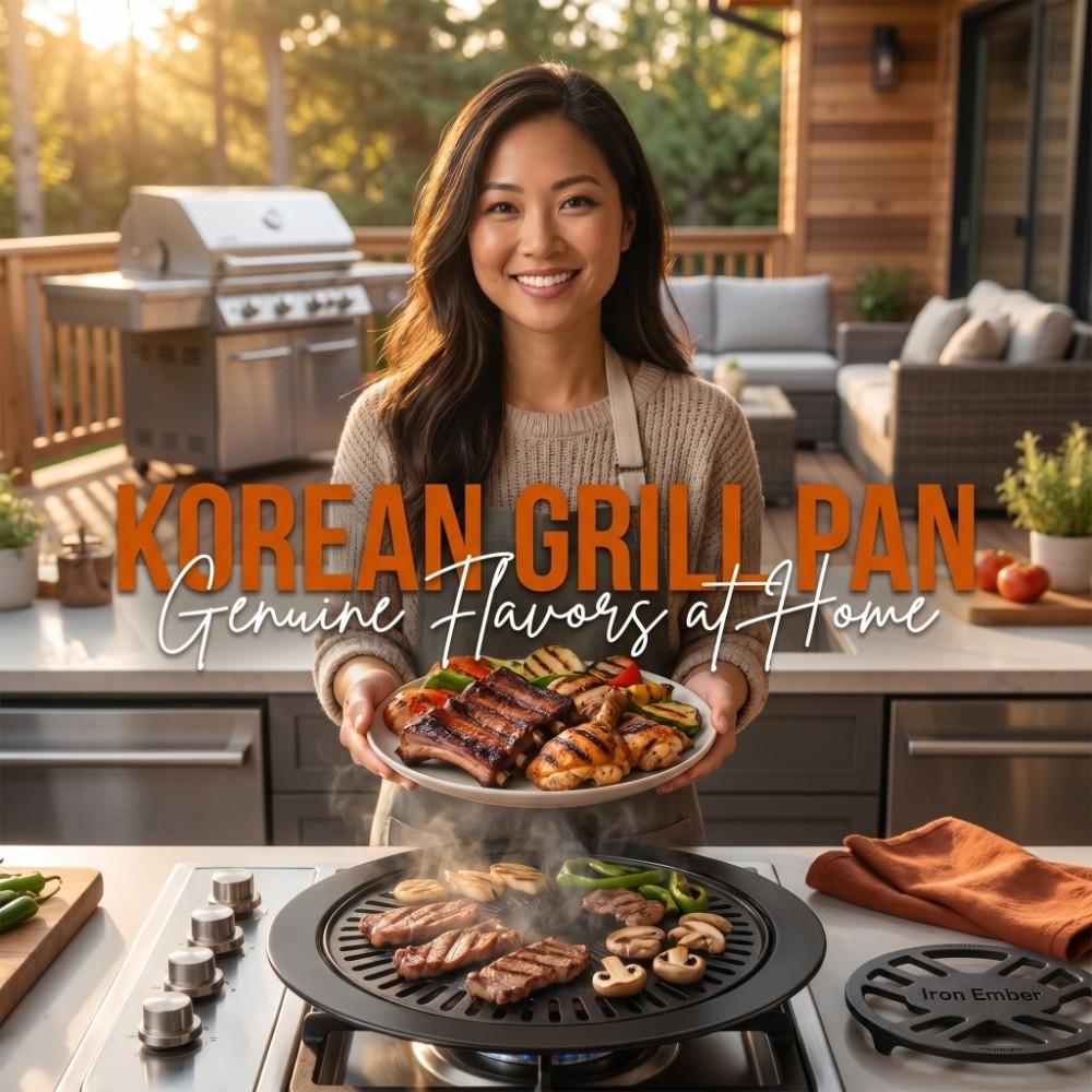 Iron BBQ Grill Pan Nonstick Grill Rack Thick Korean BBQ Grill Pan Stovetop