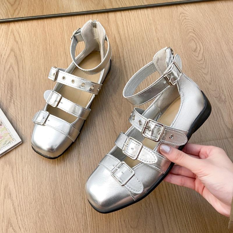 Women Square Toe Flats Shoes Luxury Loafers Brand Party Sandals Designer 2025 Summer New Marie Janes Shoes Casual Sport Sneakers