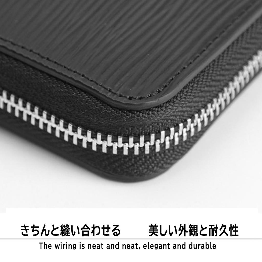 Tatibana Long Large Genuine Separate Coin Made by Top Wallet Stylish Cowhide Leather Black Men's Wallet, Capacity, Leather, Anti-Skimming, Purse,