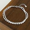 925 Silver Double Layer Sparkling Bling Bracelets for Women Girls Vintage Chain Adjustable Fashion Jewelry Gift