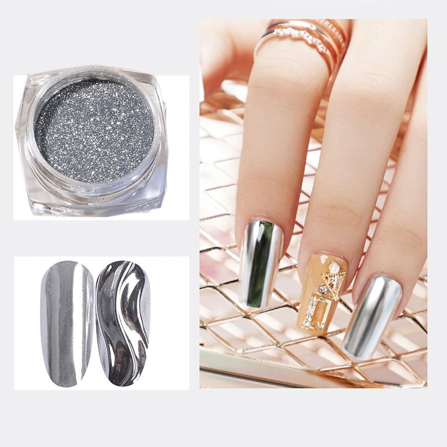 1/2pcs GoldMagic Mirror Chrome Nail Powder Holographic Laser Silvery Golden Nail Glitter Pigment, Shinny  Modeling Powder 0.5g