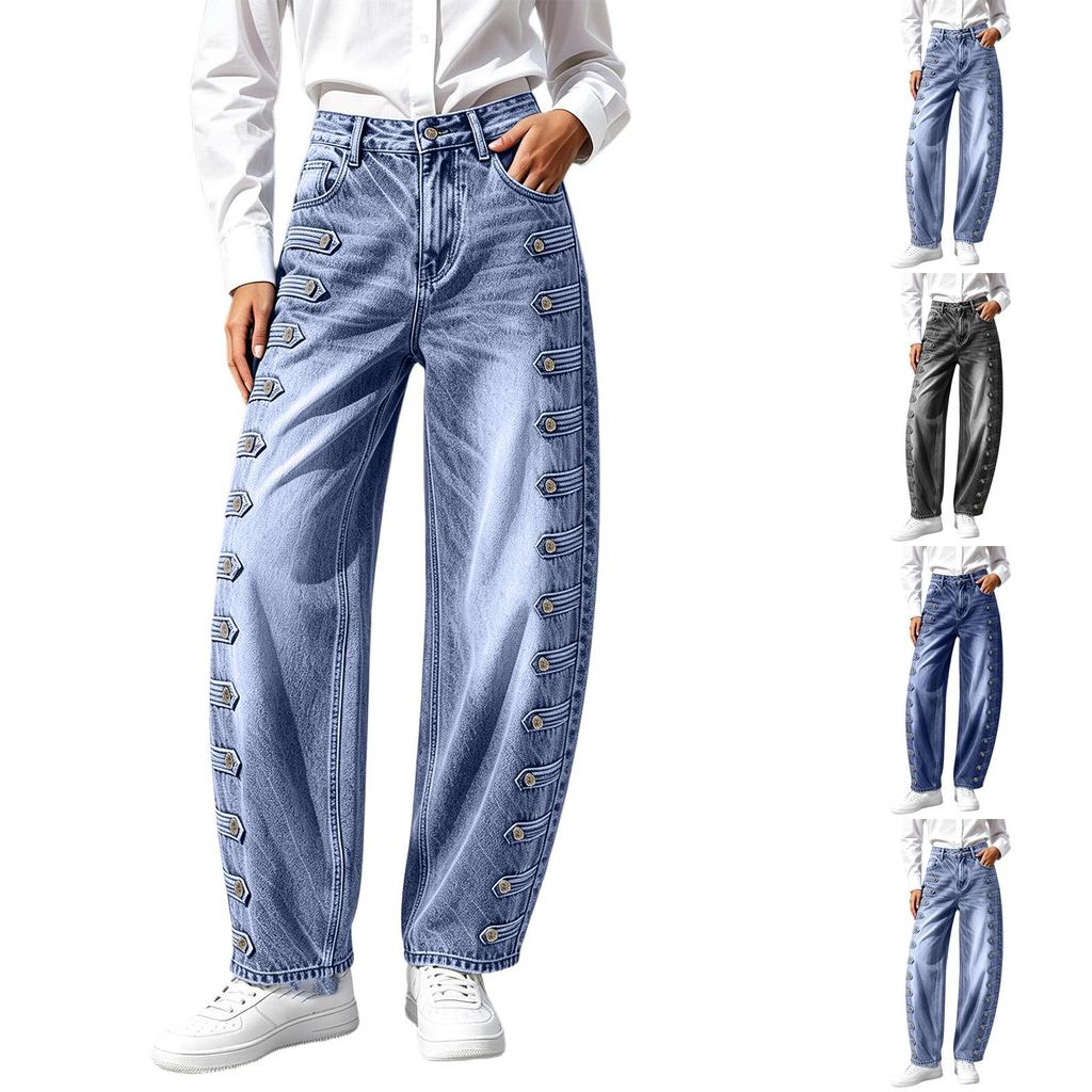 Women's Casual High Waisted Jeans Loose Fit Denim Pants for Everyday Wear