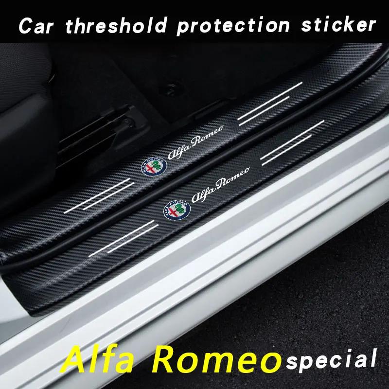 Car Door Threshold Scuff Plate Decals for Alfa Romeo 156 159 147 155 Mito Giulia GT Giulietta Stelvio Trunk Bumper Sill Stickers