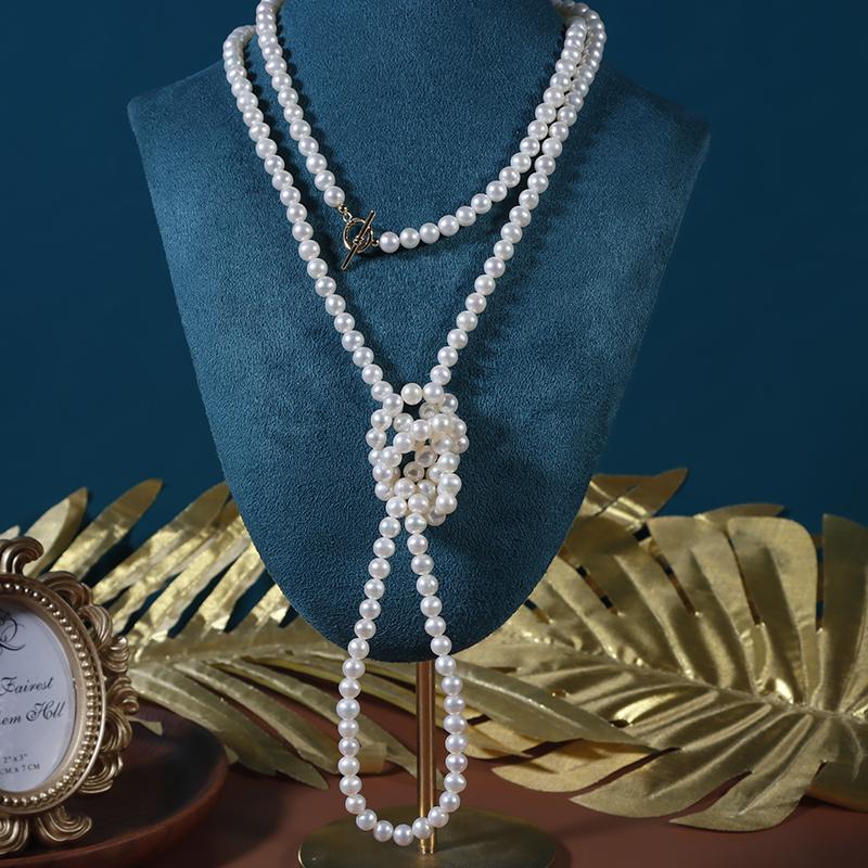 Classic Jewelry Design 120cm Natural Freshwater Pearl Sweater Chain Long Wear 6mm Round Pearls