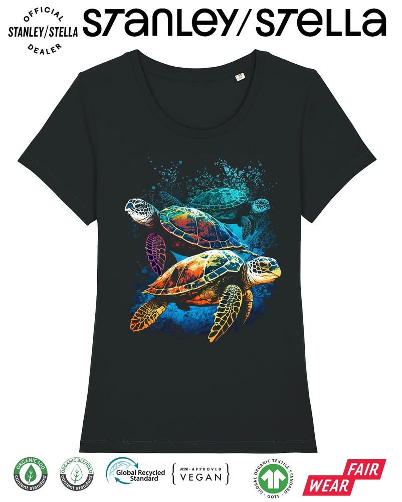 

Womens Scuba Diving T-Shirt Ocean Turtles Art Sea / Cotton 2XL
