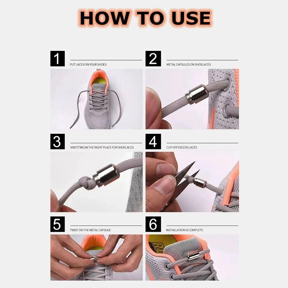 Easy Wear Semicircle No Tie Shoelaces Metal Lock Adjustable Lazy Laces Elastic One Size Fits All Shoe Rope Shoes Accessories
