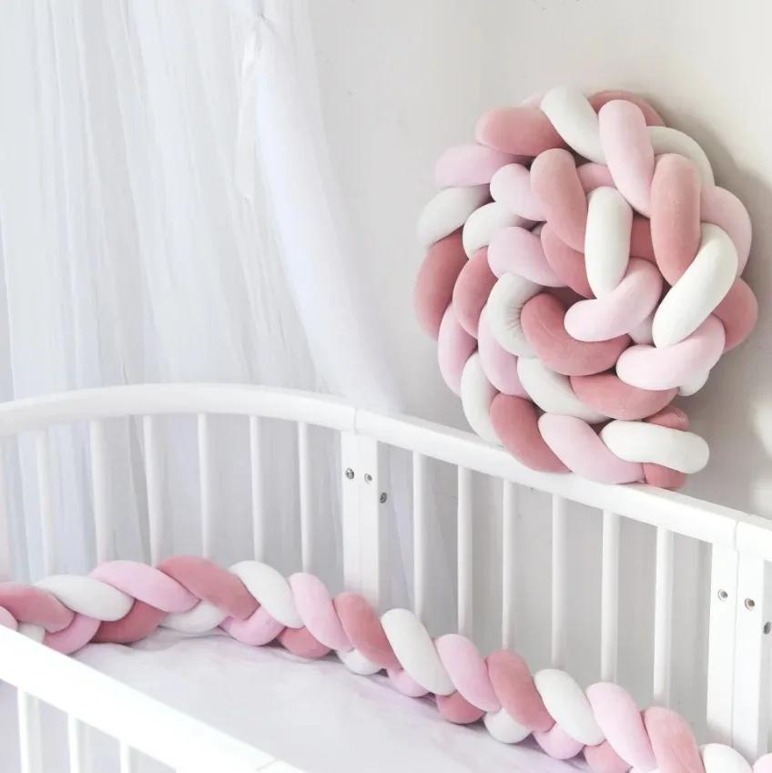 1M/2M/3M/4M Baby Crib Protector Bed Braid Knot Cushion for Infant Kids 3 Shares Toddler Baby Bed Bumpers In The Crib Newborn