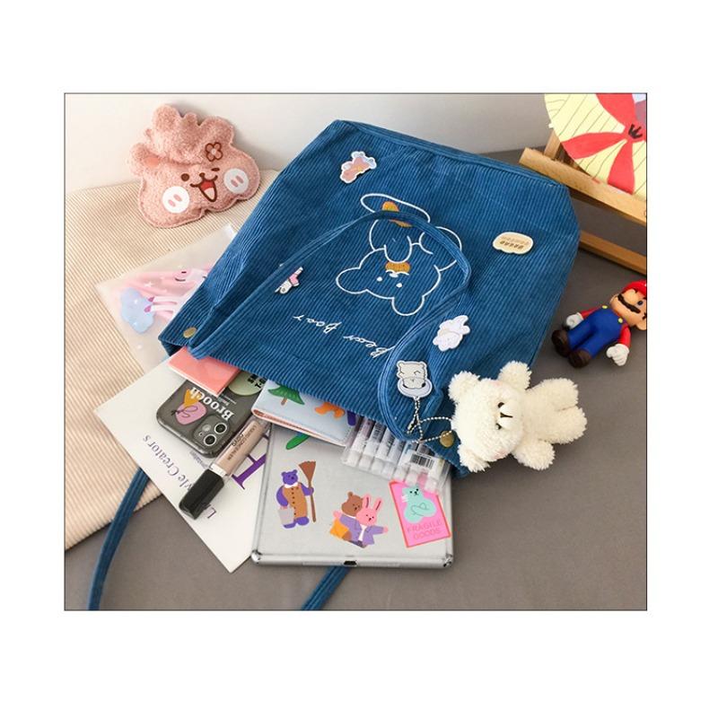 

Women s bag, corduroy bucket bag, new shoulder bag, sweet and fresh bag.