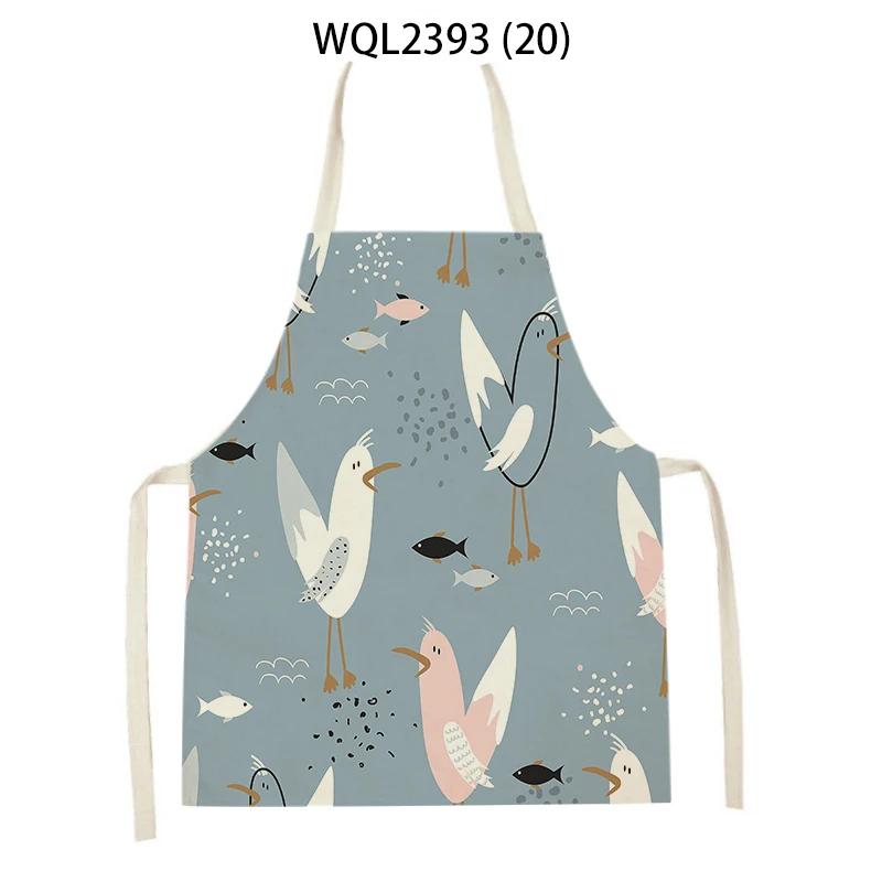 Home Kitchen Cooking Aprons Lovely Animal Bears Printed Sleeveless Linen Colorful Aprons for Men Women Baking Accessories