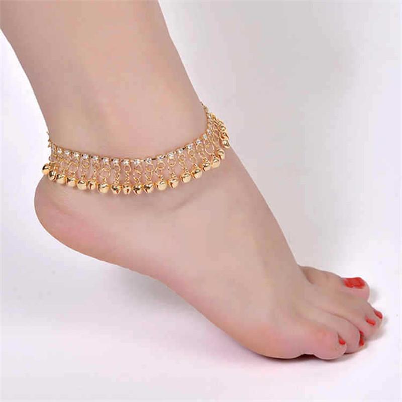 Personality Gold Copper Color Ethnic Tassel Bell Anklets for Women Girl Beach Foot Bracelet Anklet India Jewelry Accessories