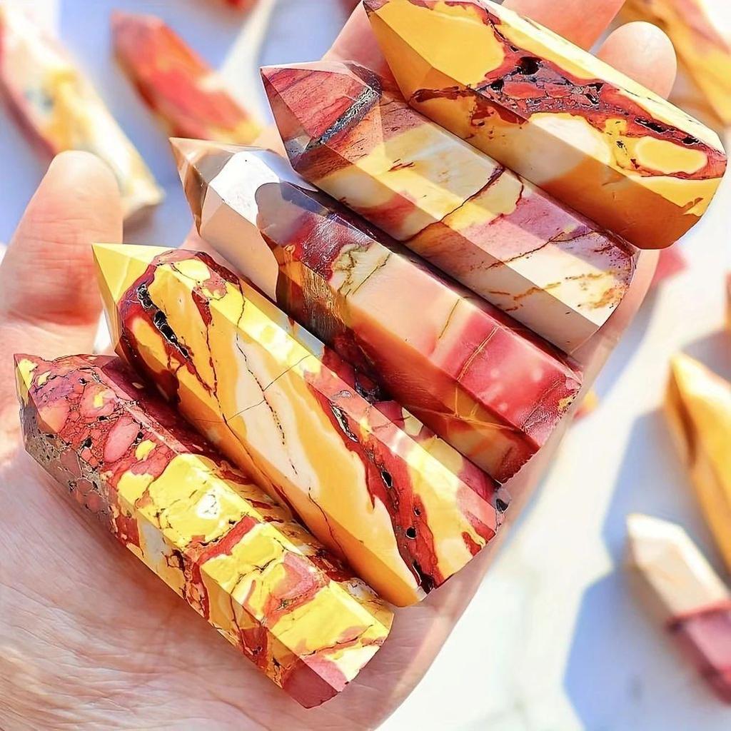 Natural White Crystal Pillar with Yolk Stone – Polished Hexagonal Rough Stone