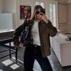 Womens Loose Fit Jacket Solid Color Casual Fashion Versatile Outerwear Street Style