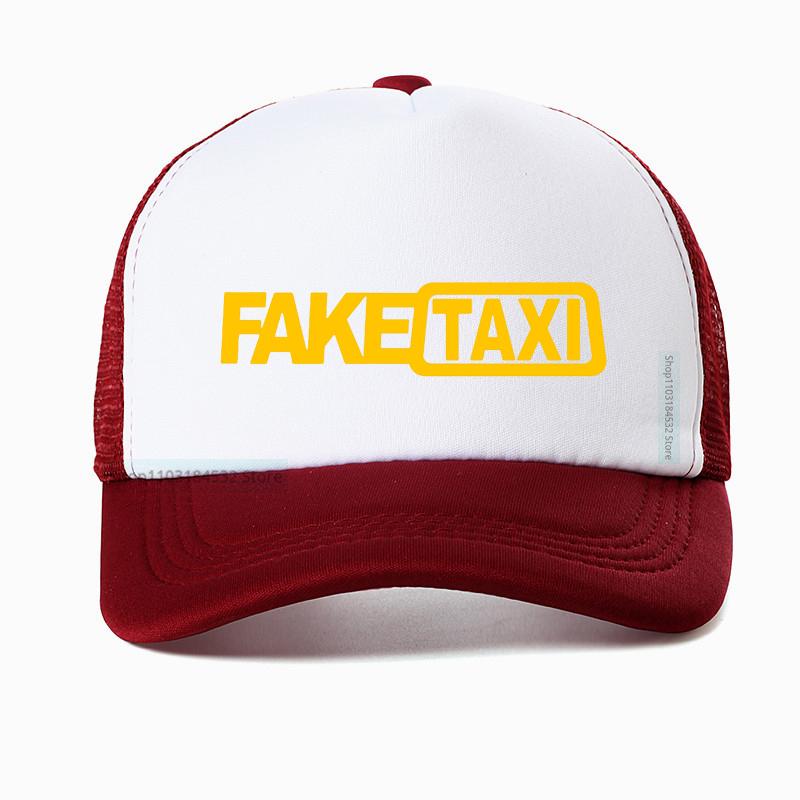 Berretto da Baseball Taxi Finto Alta Qualità Rete Traspirante Estate Uomo Nero Stampa Faketaxi Snapback