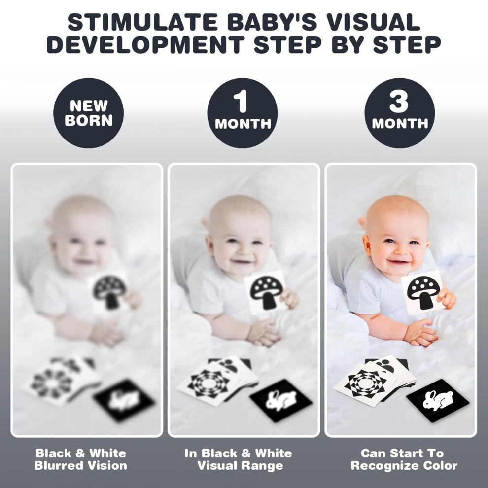 Juguetes Sensoriales para Bebés Joyreal, 13 Piezas Juguetes Sensoriales Blanco y Negro 0-6 Meses, Manta de Papel de Aluminio, Tarjetas Sensoriales, Sonajeros para Bebés, Anillo de Cintas, Pañuelo, Maracas, Ne