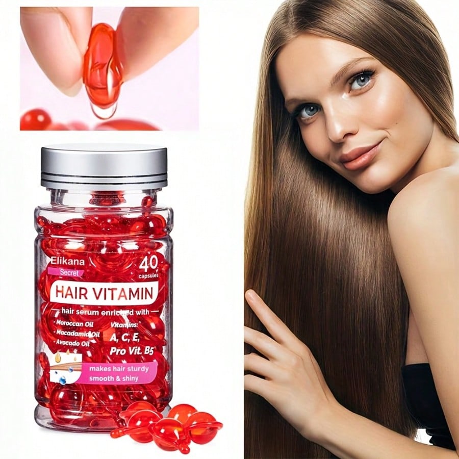 40Pcs Hair Vitamin Serum Capsules - Hair Serum With Vitamin A C E Pro B5, Hair Oil Capsules Enriched
