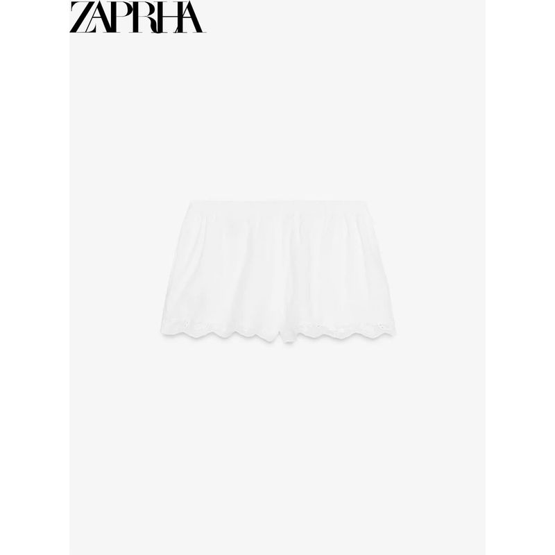 Zaprha 2025 New Arrival Sexy Vacation Style Casual Flower Embroider Plaid Pajamas Style Shorts 0881400