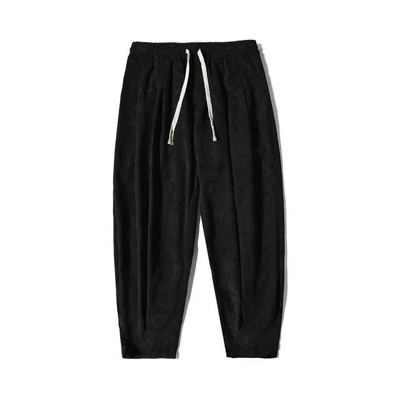Winter Corduroy Pants Men's Solid Color Fleece Thickened Harem Sweatpants Winter Men's Warm Casual Pants