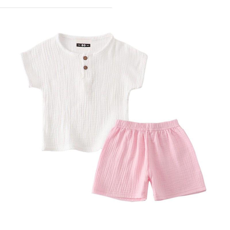 Summer Baby Boys Waffles Clothes Sets Kids Solid Shirt +shorts 2pcs Suit Toddler Costume Summer Children's Clothing Casual Sets
